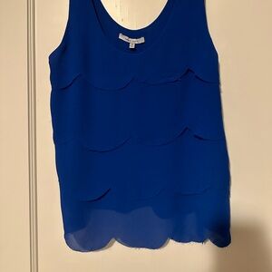 Scalloped blue tank